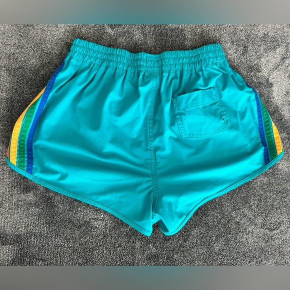 Aviatior Nation - Women's 5 Stripe Teal Athletic Shorts, Size Medium - Picture 7 of 9